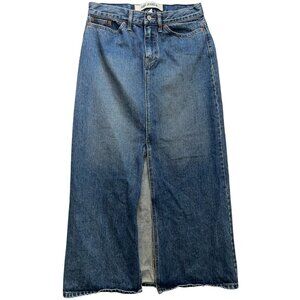 Gap Women's Maxi Jeans Skirt Front Slit Stretch Denim Size 6 Blue Medium Wash